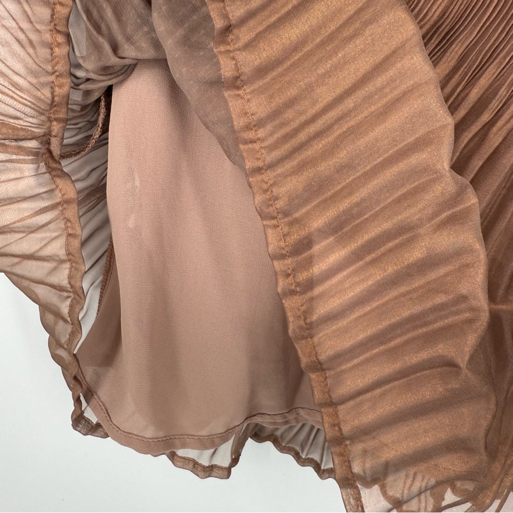 i jeans by Buffalo Accordion Pleated Copper Brown Mini Skirt Lined Size 10 - Picture 5 of 8